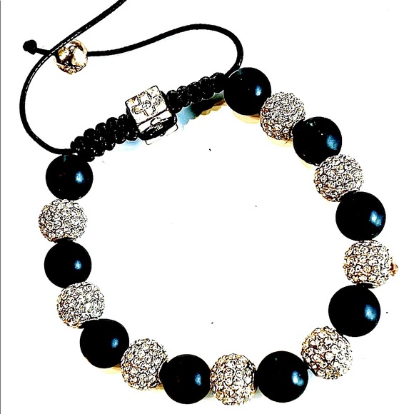Brazilian Beaded Adjustable bracelet silver & Black, I also have black & Gold! - Picture 3 of 3